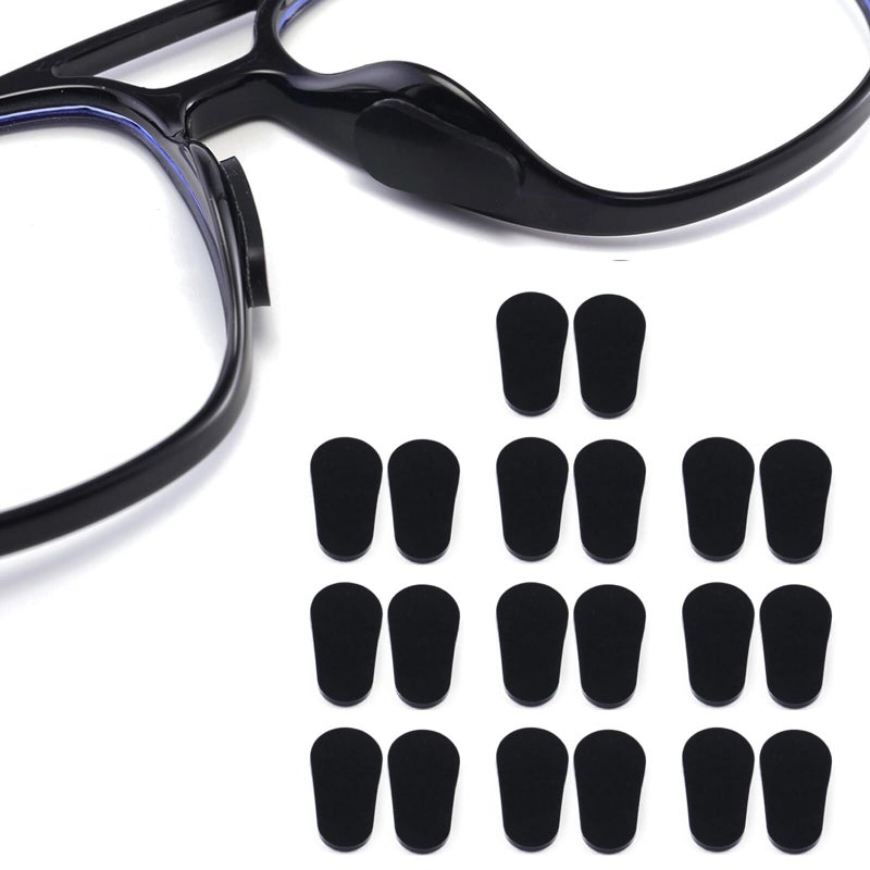 Anti-Slip Adhesive Eyeglass Nosepad, 10Pairs Ultra Thin Silicone Glasses Nose Piece pad for Plastic Frames Glasses Sunglasses(Black)